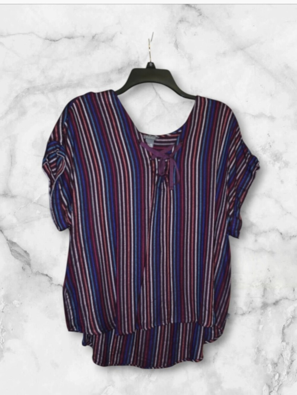 NWOT Eddie Bauer Halcyon Lace-Up Striped Top